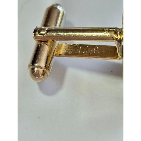 Shield's vintage gold tone cufflinks - Picture 5 of 9